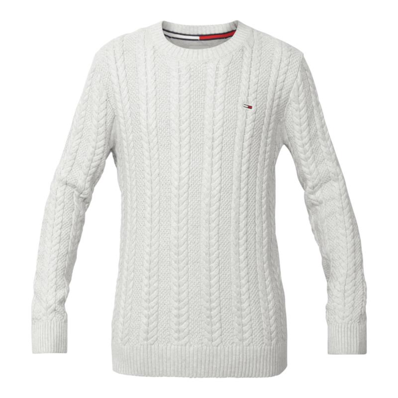 Tommy Hilfiger REGULAR CABLE SWEATER Λευκό / Ασημί