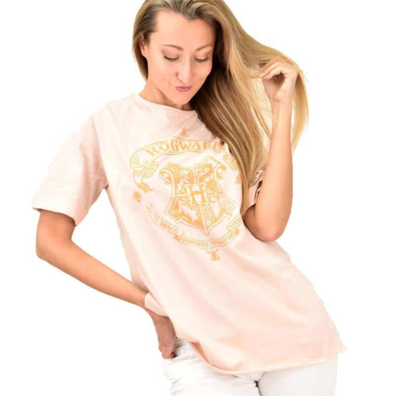 Γυναικείο t-shirt oversized με τύπωμα Σομόν 9709