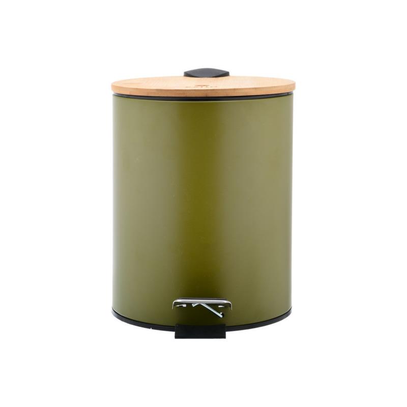 Καλάθι Απορριμάτων Μεταλλικό-Bamboo Olive Green Essentials Estia 5lt 02-15114 (Υλικό: Μεταλλικό, Χρώμα: Λαδί) - estia - 02-15114
