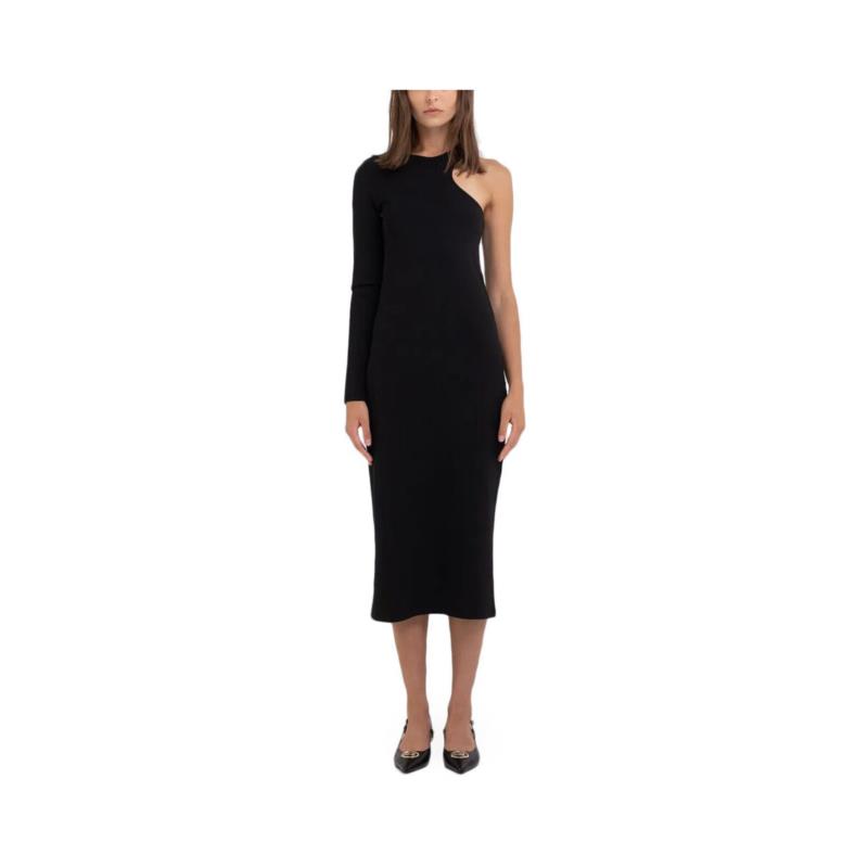 Φορέματα Replay STRETCH RIB ONE SHOULDER MIDI DRESS WOMEN