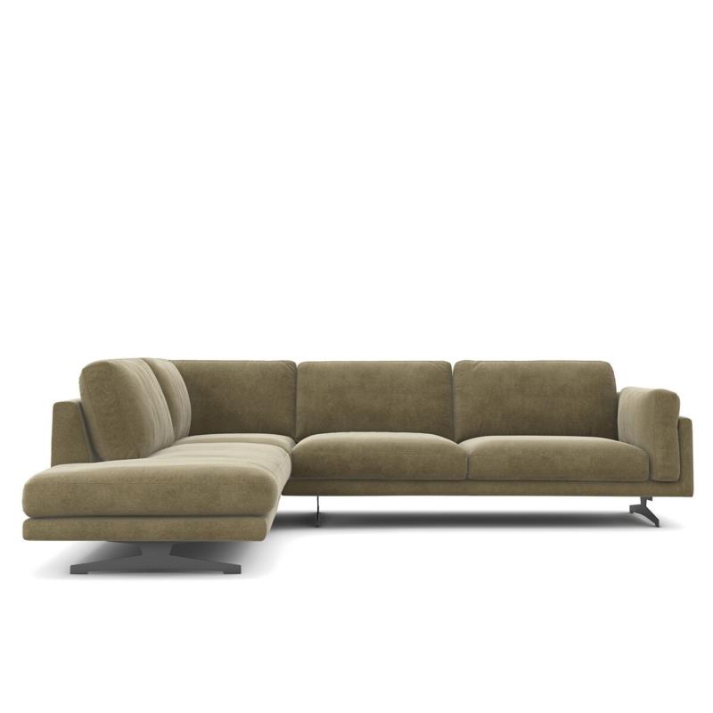 Γωνιακός καναπές από λινό βελούδο Μ234xΠ289xΥ82cm