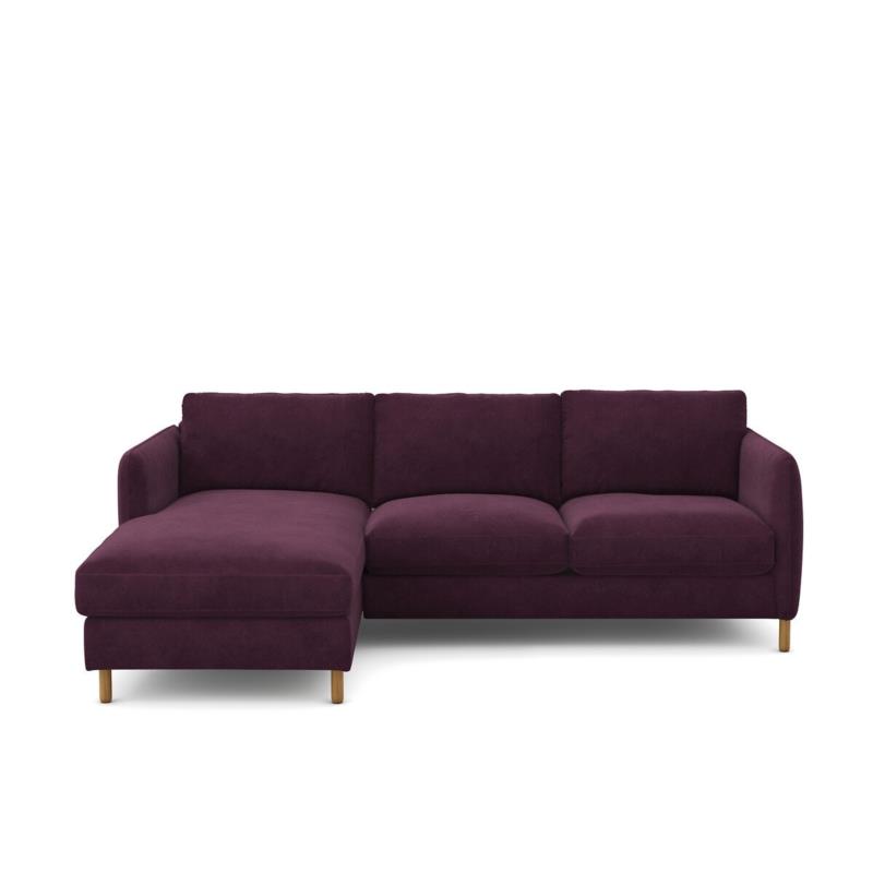 Γωνιακός αριστερός καναπές με βελούδινη ταπετσαρία