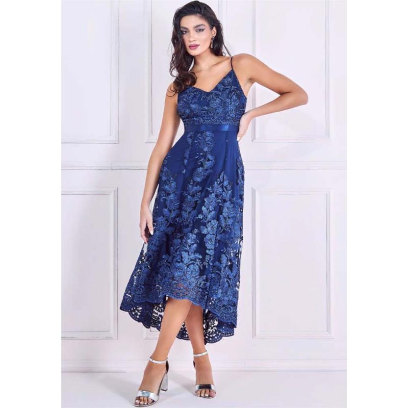 luxe lace φόρεμα δαντέλα Baroness blue navy