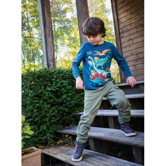 Παιδική Μακρυμάνικη Μπλούζα για Αγόρια Πετρόλ Dino - ΜΠΛΕ