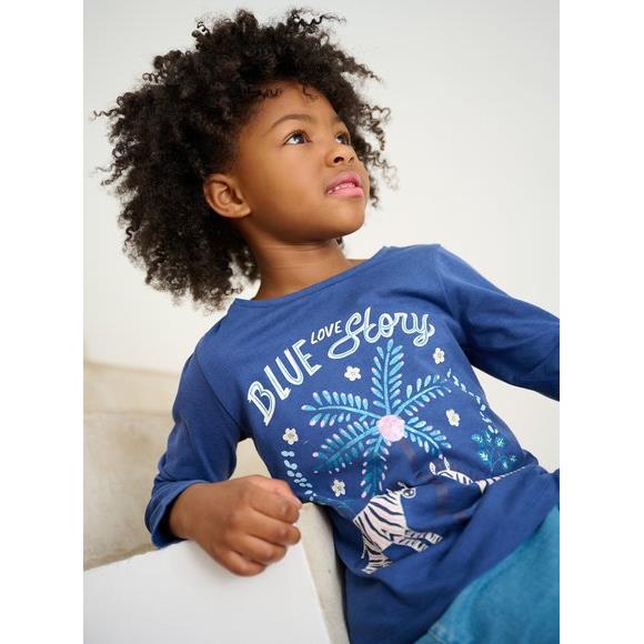 Παιδική Μακρυμάνικη Μπλούζα για Κορίτσια Blue Love Story - ΜΠΛΕ
