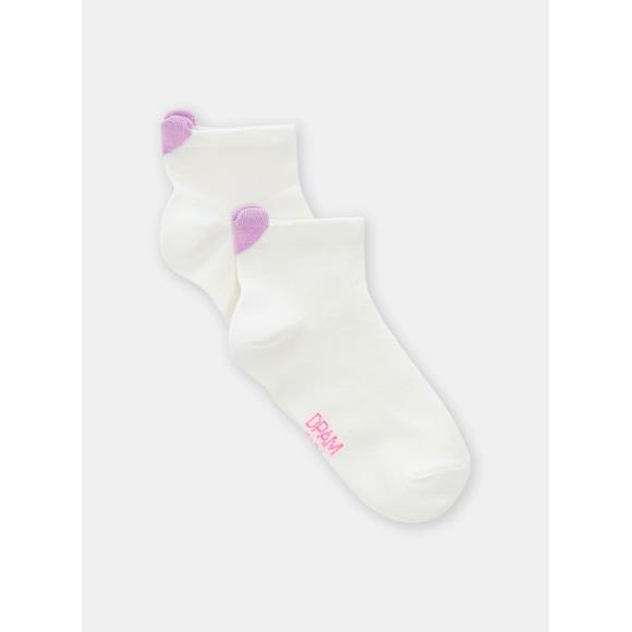 Παιδικές Κάλτσες για Κορίτσια Λευκές/Λιλά Hearts - ΕΚΡΟΥ