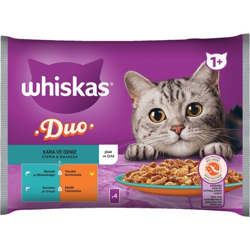 Τροφή για γάτες Στεριά και Θάλασσα σε Ζελέ Whiskas Duo (4x85g)