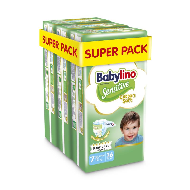 Ανοιχτές Πάνες Sensitive No 7 (15+kg) 3 Pack Babylino (108τεμ)