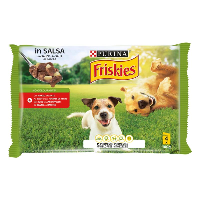 Τροφή για σκύλους σε Σάλτσα με Βοδινό & Πατάτες Friskies (4x100g)