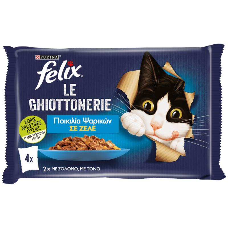 Τροφή για γάτες με Σολομό & Τόνο σε Ζελέ Felix Agail (4x85g)