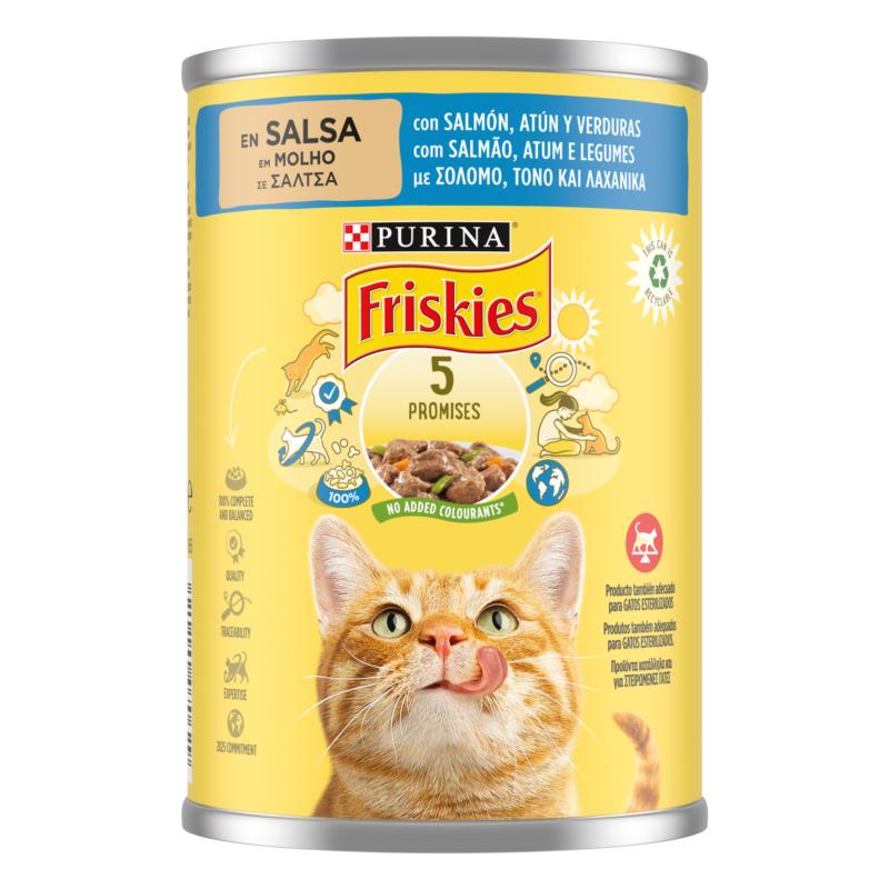 Τροφή για Γάτες Τόνος και Σολωμός σε Σάλτσα Friskies (400g)