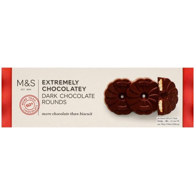 Στρογγυλά Μπισκότα Βουτύρου με Επικάλυψη Μαύρης Σοκολάτας Marks & Spencer (200 g)
