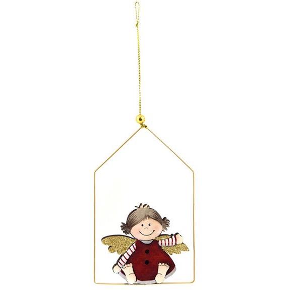 V. Christakopoulos Χριστουγεννιατικο Στολιδι Ξυλινο Αγγελακι Στην Κουνια 14cm - 4986
