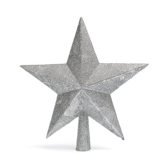 V. Christakopoulos Χριστουγεννιάτικη Κορυφή Αστέρι Με Glitter 25εκ Ασημί - 5809