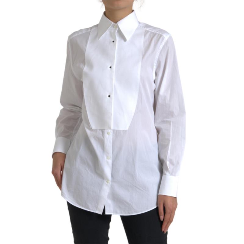 Dolce & Gabbana Cotton Collared Long Sleeves Shirt White TSH84086 IT42