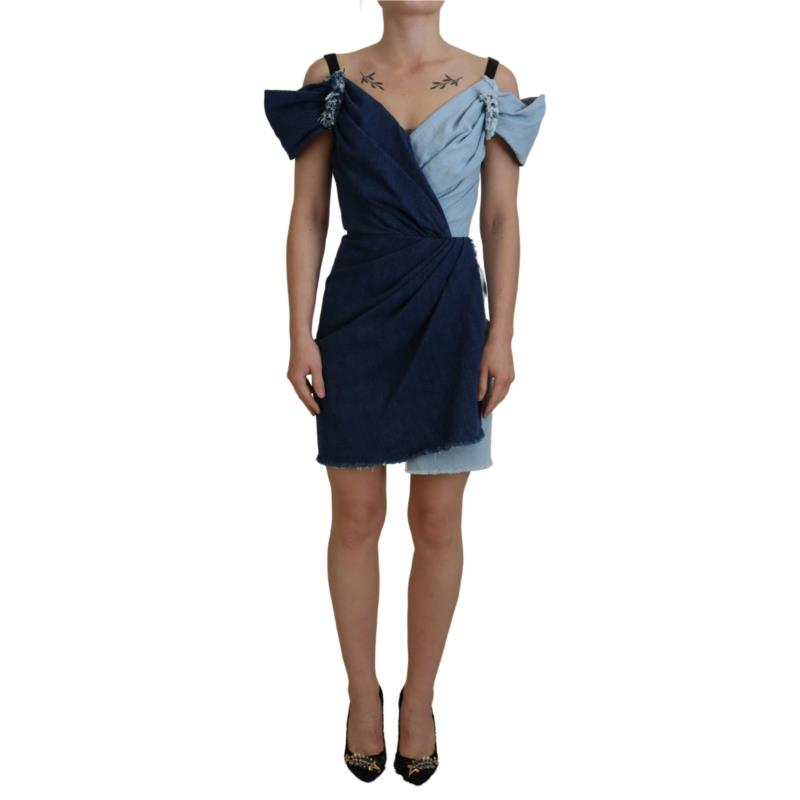 Dolce & Gabbana Two Tone Blue Patchwork Denim Mini Dress DR28884-38 8057155982073 IT38