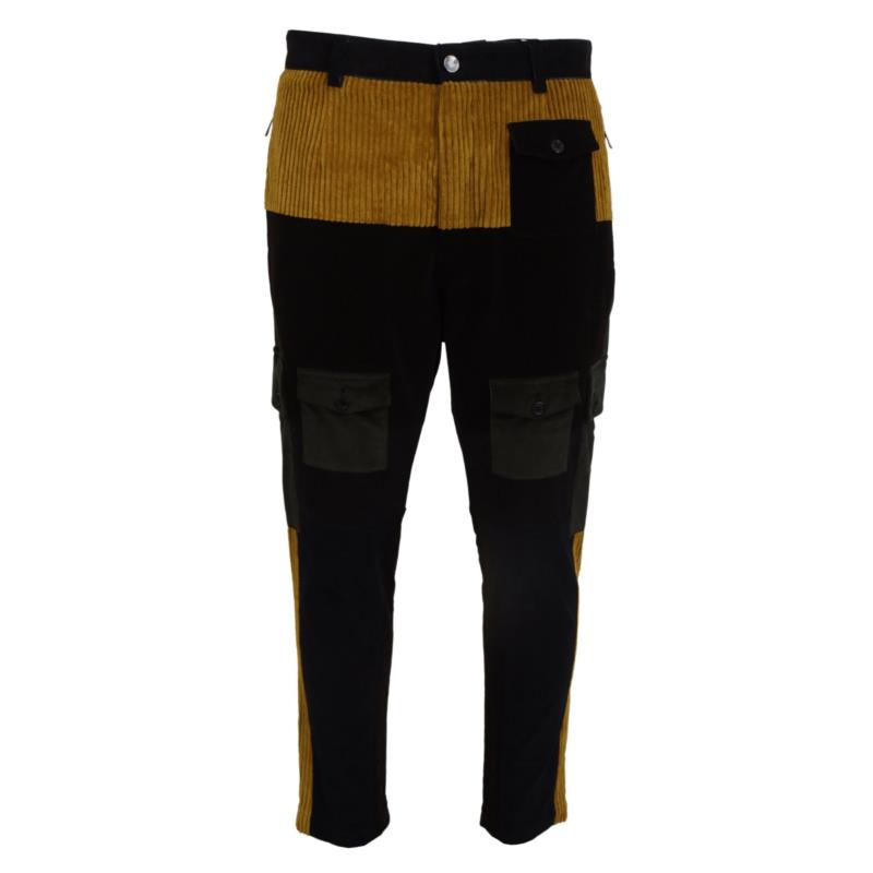 Dolce & Gabbana Black Yellow Cotton Men Pants PAN74610 IT50