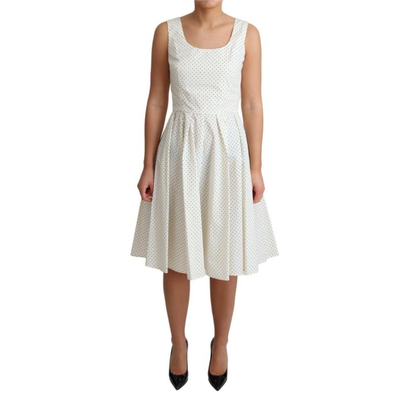 Dolce & Gabbana White Polka Dotted Cotton A-Line Dress DR2753 IT42