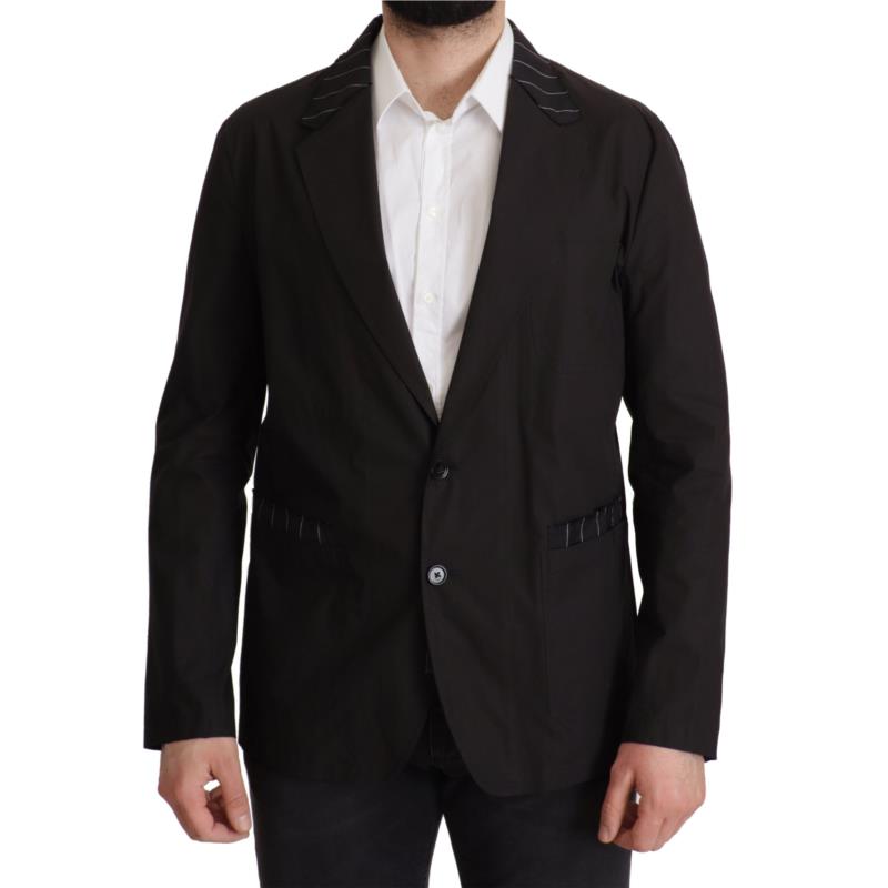 Dolce & Gabbana Black Cotton Single Breasted Blazer Jacket JKT3414 IT52