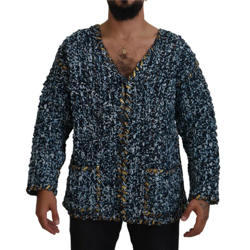 Dolce & Gabbana Blue Button Cardigan Fatto A Mano Sweater TSH83878 S