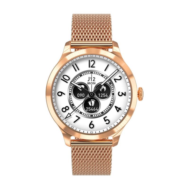 smartwatch GK10 - Ροζ - Χρυσή κάσα / Ροζ - Χρυσό μεταλλικό λουρί