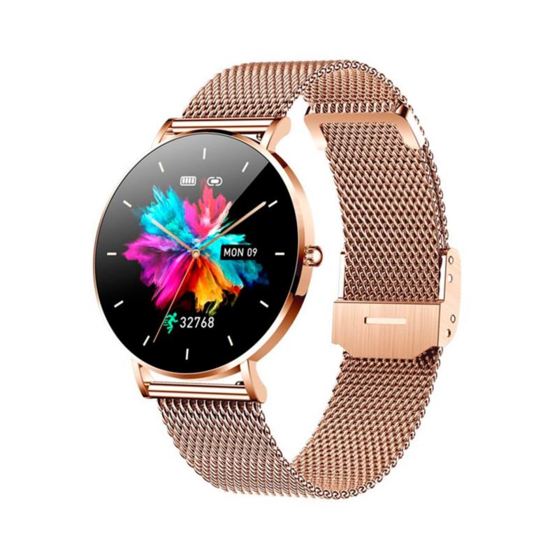 smartwatch T8 - Ροζ - Χρυσή κάσα / Ροζ - Χρυσό μεταλλικό λουρί