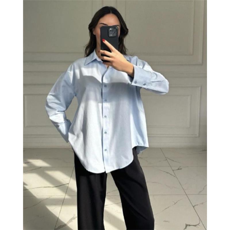 Lina Γυναικείο πουκάμισο γαλάζιο 35%πολυεστερ, 65% βαμβάκι