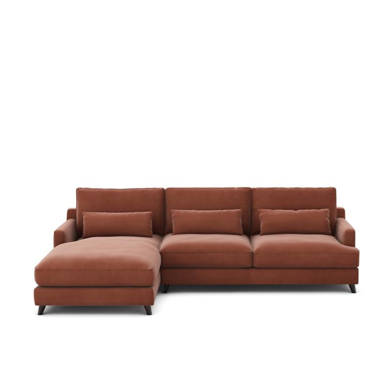 Γωνιακός καναπές από βελούδο Μ172xΠ294xΥ83cm
