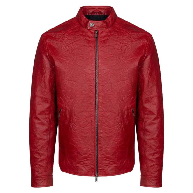 Prince Oliver Racer Jacket Κόκκινο 100% Leather Jacket (Modern Fit)