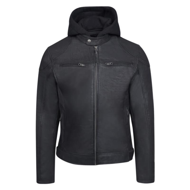 Hooded Racer Δερμάτινο Μαύρο 100% Leather Jacket (Modern Fit)