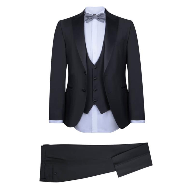 Γαμπριάτικο Tuxedo Μαύρο με Shawl Σατέν Πέτο (Modern Fit)