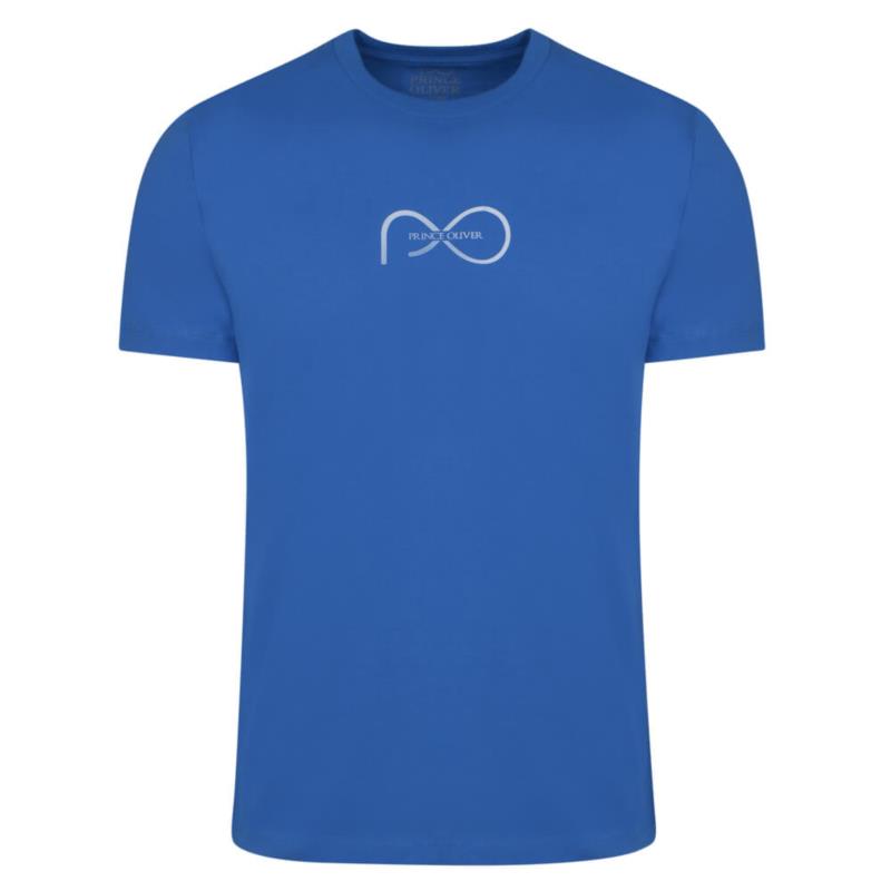 Elegant Logo Τ-Shirt Μπλε Ρουά Round Neck (Italian Slim Fit)