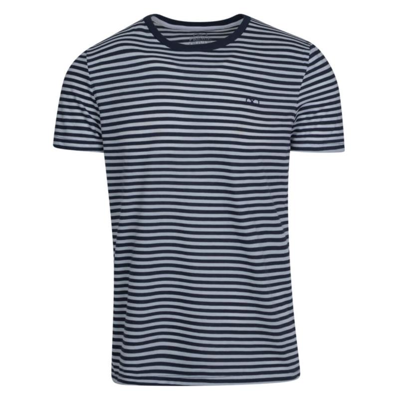 Fashionable Τ-Shirt Ριγέ Μπλε Σκούρο (Italian Slim Fit)
