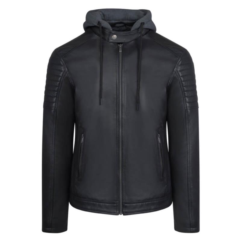 Hooded Racer Δερμάτινο Μαύρο 100% Leather Jacket (Modern Fit) New Arrival