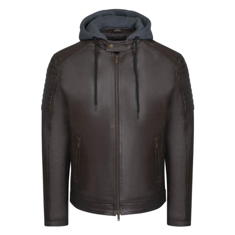 Hooded Racer Δερμάτινο Καφέ 100% Leather Jacket (Modern Fit) New Arrival