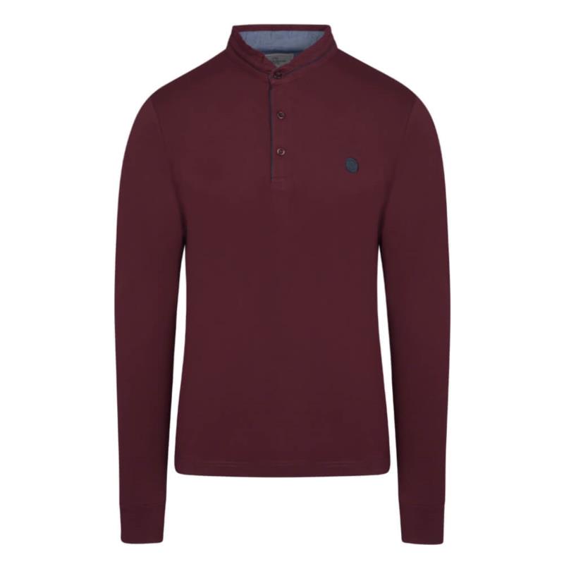 Signature Long Sleeve Mao Polo Μπορντώ (Modern Fit) New Arrival