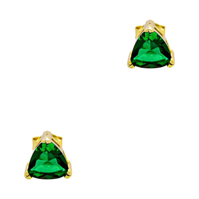 Σκουλαρίκια Με Πράσινες Πέτρες απο Eπιχρυσωμένο Ασήμι SK3005