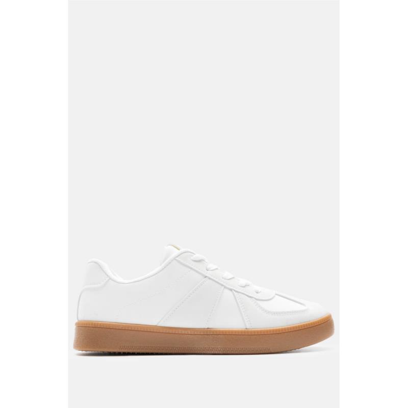 Sneakers σε Συνδυασμό Υλικών - Λευκό