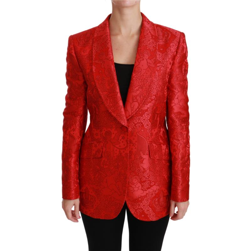 Dolce & Gabbana Red Floral Angel Blazer Coat Jacket IT46