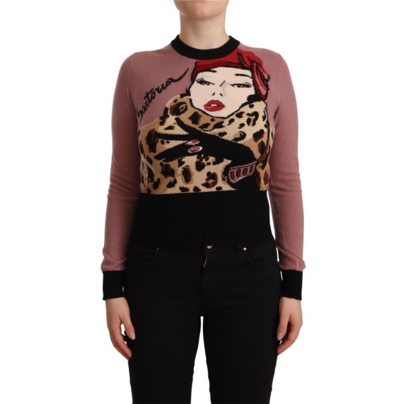 Dolce & Gabbana Pink Cashmere Crewneck Sartoria Pullover Sweater IT38