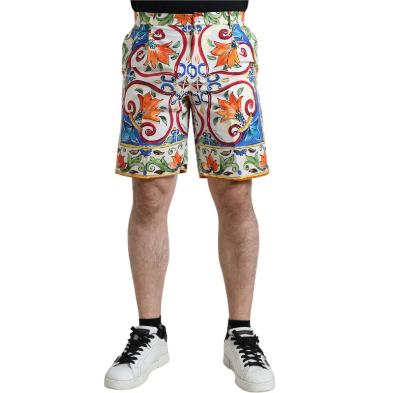 Dolce & Gabbana Multicolor Majolica Print Men Bermuda Shorts IT48