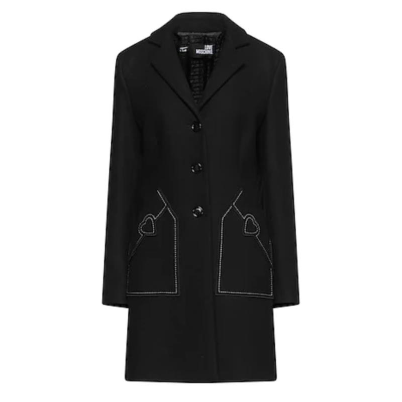 Love Moschino Black Wool Vergine Jackets & Coat IT46