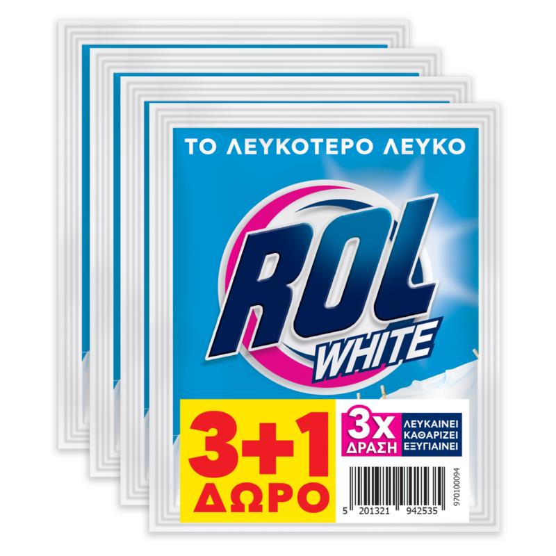 Yπερλευκαντικό πλυντηρίου ρούχων Rol white 50gr (3+1 δώρο)