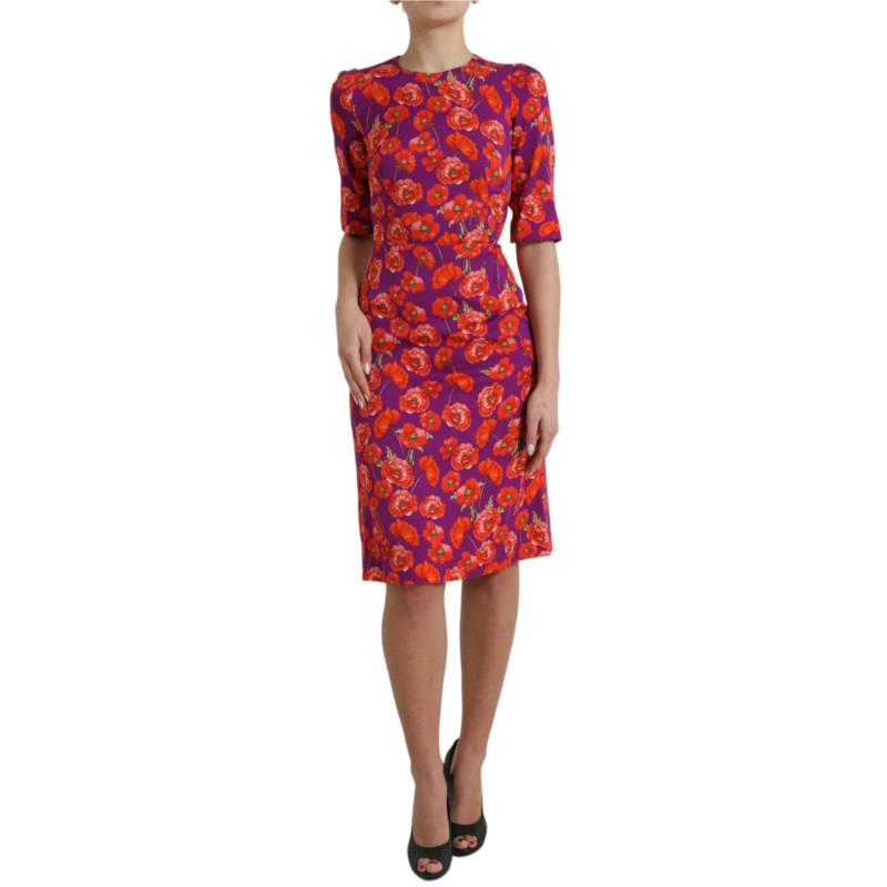 Dolce & Gabbana Multicolor Floral Poppy Print Sheath Dress IT38