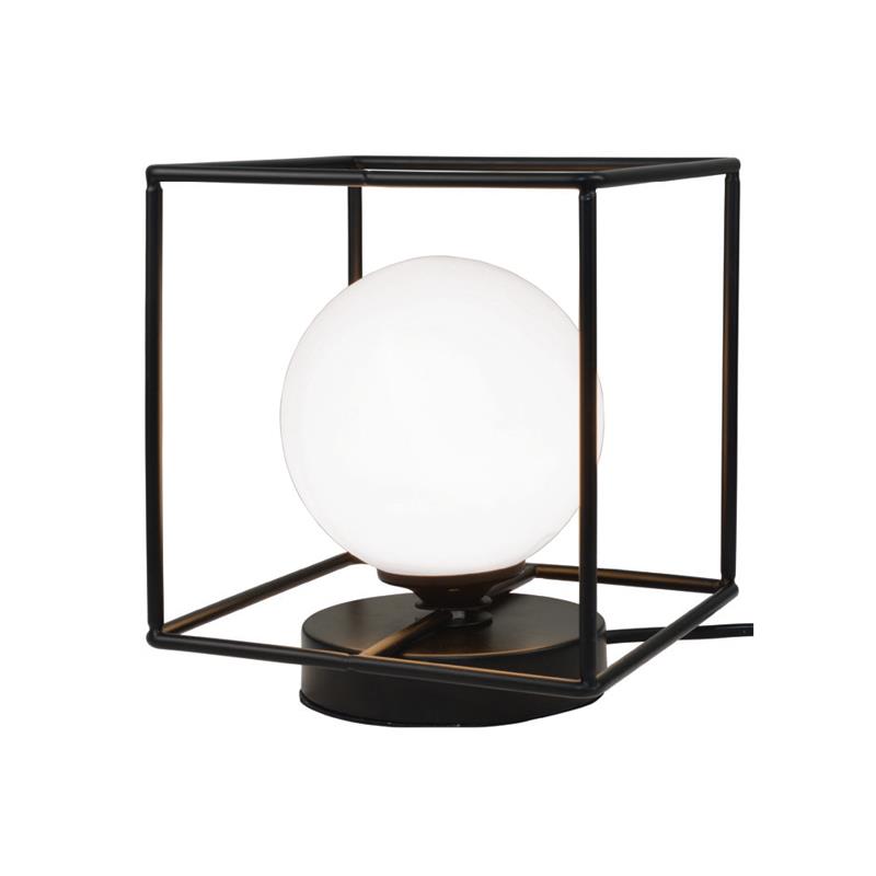 InLight Επιτραπέζιο φωτιστικό σε μαύρη απόχρωση και λευκή οπαλίνα 1XG9 18Χ18cm (3018-BL)