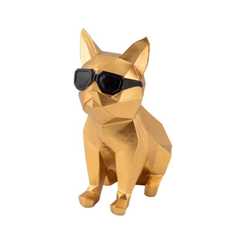 Zen Collection Σκύλος Resin Χρυσός με Μαύρα Γυαλιά 22cm 47427