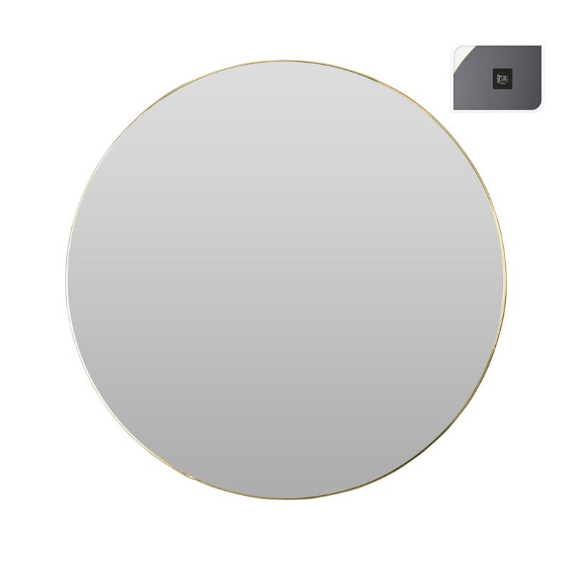 ZAROS Στρογγυλός Καθρέπτης Τοίχου με Λεπτή Χρυσή Κορνίζα Φ75cm MI130