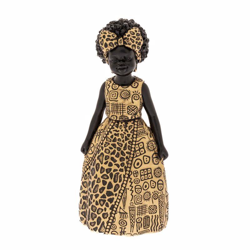 Iliadis Φιγούρα Αφρικάνας Resin Μαύρη με Χρυσό Φόρεμα και Φιόγκο στα Μαλλιά 9.5x8x21.5cm 85752