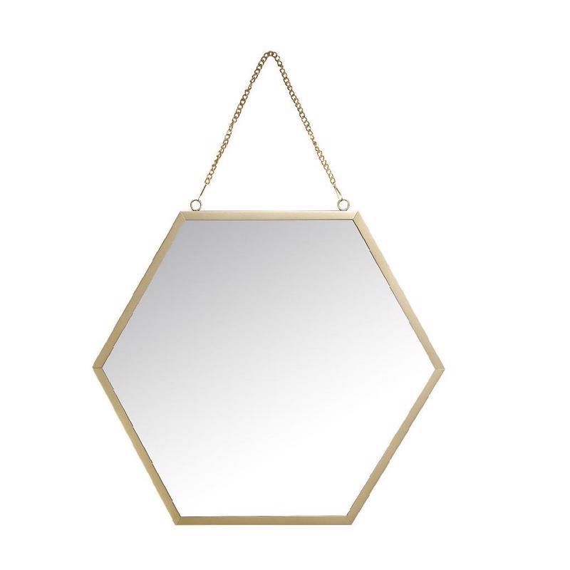 Καθρέπτης Τοίχου Μεταλλικός Χρυσός Εξάγωνος 34.5x30.5cm FAM626 Espiel