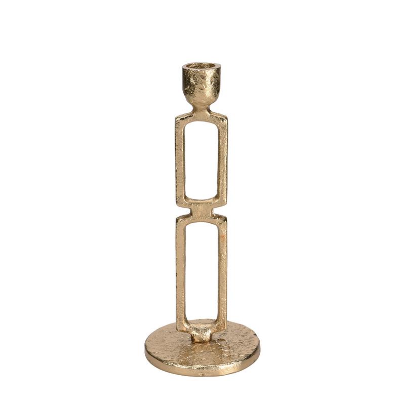 Zaros Κηροπήγιο Αλουμινίου Art Deco Χρυσό Φ10x25cm HE390